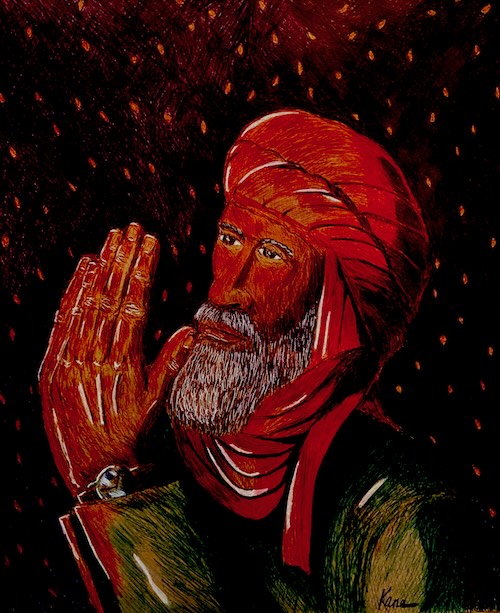 Man making supplication late at night.