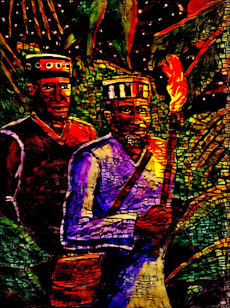Ahmed and his uncle walk through the jungle at night to help elephant. 