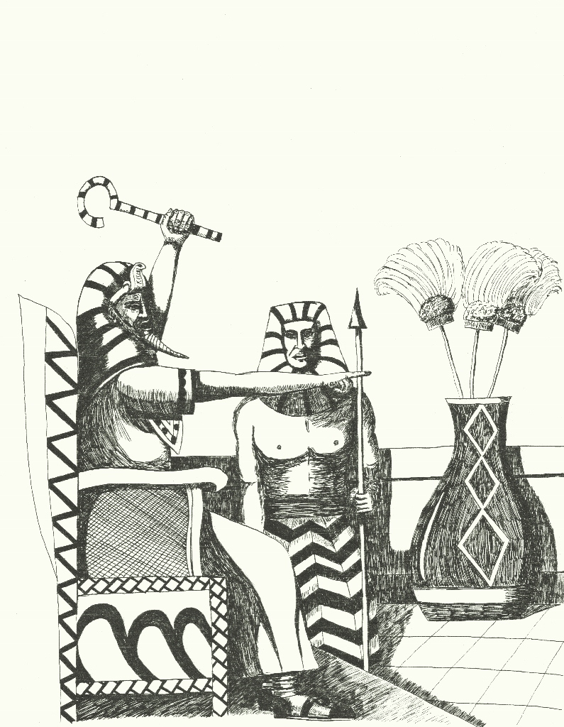 Image depicting an angry pharaoh during his argument with Musa.